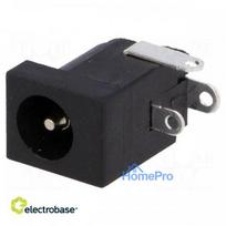 Socket, DC power supply, Male, 5.5 / 2.1÷2.5 mm, soldering, black, 5A, 12VDC