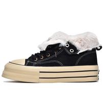 Winter niche thick-soled velvet warm high-top board shoes women 39 beige