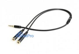 Connector cable Jack 3.5 mm 4-pin plug - Jack 3.5 mm socket x 2, 0.2 m, black, CCA-