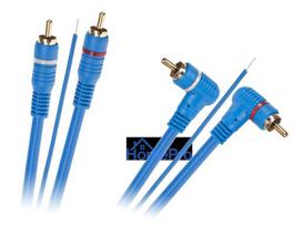 Audio cable 2xRCA - 2xRCA cable with control wire, Length 5 m, Right angle, Car Audio