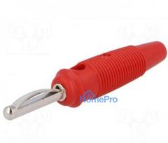 Plug, 4 mm banana, 16A, 60VDC, red, 3 m?, 1.5 mm2, nickel-plated