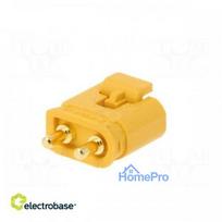 Socket, DC power supply, XT30, Male, PIN:2, on PCB, THT, Color: yellow