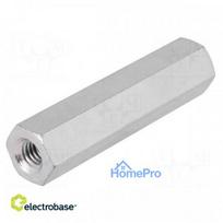 Screwed spacer sleeve 30mm Int.thread: M4 hexagonal steel