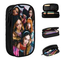Katseye Kpop Idol Pencil Case Fun Gabriela Pen Box Bag Student Large Storage Office Zipper Pencil Pouch 21x10.5x5cm brown