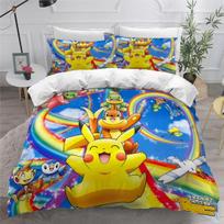 Pets Cartoon Design Children's Bedding Set, P/okemon Duvet Cover and Pillowcase 75*50cm,Quilt Cover Set With zipper for Kids 150x200cm