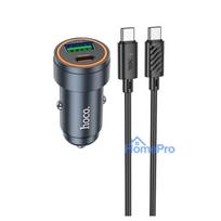 Car charger Hoco Z57A 30W USB-C / USB-A + USB-C to USB-C cable 1.0m gray