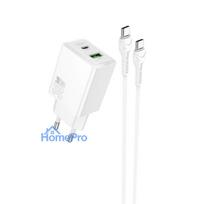 Charger Hoco N71 30W GaN USB-C / USB-A + USB-C to USB-C cable 1.0m white