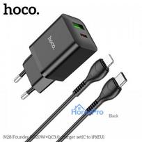 Charger Hoco 'N28' black (PD20W / QC3.0) + 'Type-C / Lightning' 100cm cable