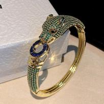 18k Gold Leopard Head Bracelet with Copper Micro-Inlaid Zircon 18K gray