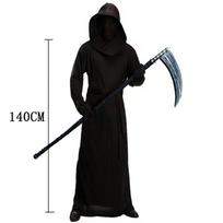 Halloween Black Demon Grim Reaper Costume Ghost Festival Cosplay Outfit Scythe and Glove Set Average Size black