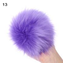 15cm Big Women Pom Fur Pompom Knitted Hat Imitation Skullie 13 pink
