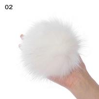 15cm Big Women Pom Fur Pompom Knitted Hat Imitation Skullie 2