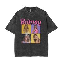 Vintage Britney Spears Washed Police Photo Print T-Shirt Unisex 2XL black