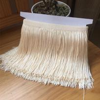 20cm Cross Polyester Double-Thread Tassel Fringe Lace for Latin Dance Costumes 20cm Double Thread Tassel (Beige)