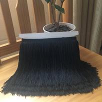 20cm Cross Polyester Double-Thread Tassel Fringe Lace for Latin Dance Costumes 20cm Double Thread Tassel (Black)
