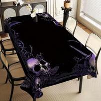 VIKAMA Halloween Ghost Pumpkin Blue Gray Tablecloth Moody Eerie Atmosphere for Dining Room Decor 60X90CM(2X3FT