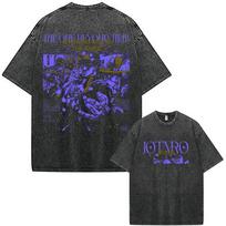 Anime JoJo Bizarre Adventure Diego Brando Vintage Washed T Shirt Men Women Clothing Casual Short Sleeves T-shirts Streetwear 3XL black