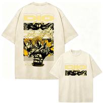 Anime JoJo Bizarre Adventure Diego Brando Vintage Washed T Shirt Men Women Clothing Casual Short Sleeves T-shirts Streetwear 3XL beige