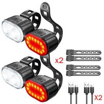 Cycling Bicycle Front Rear Light Set Bike Type C Rechargeable Flashlight Light MTB Waterproof Taillight LED Lantern Bike Parts 7 Set A 2PCs