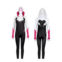 Žmogus-voras Visata Gwen Miles Jumpsuit Helovino Cosplay Kostiumas Tampri Bodysuit Sceniniam Pasiruošimui, Šventei 160 white