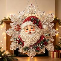 5D DIY Diamond Painting Santa Claus Snowflake Acrylic Hanging Ornament Christmas Window Home Decor Art Craft Kit Xmas Holiday 20*20cm