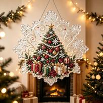 5D DIY Diamond Painting Santa Claus Snowflake Acrylic Hanging Ornament Christmas Window Home Decor Art Craft Kit Xmas Holiday 20*20cm black