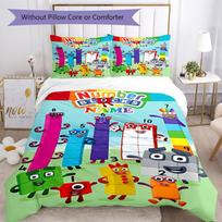 3pcs Custom Name Numberblocks Bedding Set Duvet Cover Closure Includes 1 Duvet Cover & 2 Pillowcases, Soft and Comfortable for All Seasons. 135cmx200cm