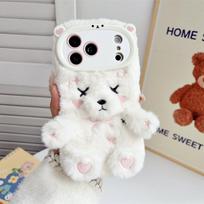 Luxury 3D Cartoon Bear Plush With Lanyard Phone Case Phone Case For iPhone 17 Air 16 15 14 13 12 11 18 Pro Max Shockproof Cover iPhone 12 Pro Max