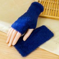Solid Color Half-Finger Gloves Soft Wrist Mittens Ladies Fashion Writing Gloves  Fashion Wear blue