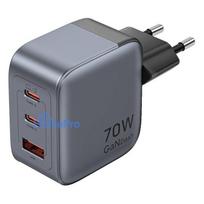 Vention 70W GaN PD Charger 1x USB-A 2x USB-C BK