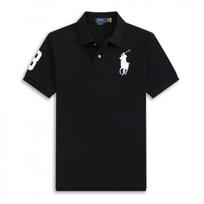 Vyriški polo marškinėliai su didelio ponio siuvinėjimu, vasariniai, verslo, trumpomis rankovėmis XL juoda