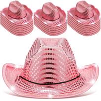 6-11pcs Light Up Cowboy Hats LED Flashing Cowgirl Hats Western Cowboy Hats for women for Wedding Reception Dance Ball Party 6pcs pink