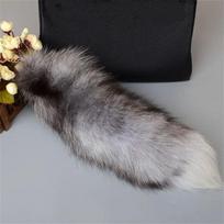 Bag Tassel Plush Tail Keychain Pompoms Fur Pendant Keyring Animal Tail Keychain  Bag Decor 40cm 08 gray