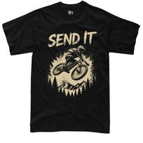 MTB Send It T-Shirt Mountain Bike Downhill Cycling Rider Unisex Men Graphic Tee XXXXL beige