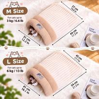 Washable Pet Cave Bed Semi Enclosed Pet Sleeping Sack Warm Dog Sleeping Pad  for Cats L