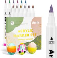Arrtx 12/36/48/60/90 Colors Acrylic Marker for Rock Painting, Brush Tip Paint Markers Art Supplies, Fabric Paint Markers