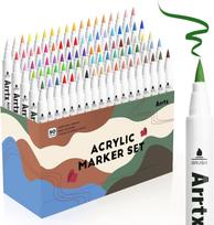 Arrtx 12/36/48/60/90 Colors Acrylic Marker for Rock Painting, Brush Tip Paint Markers Art Supplies, Fabric Paint Markers