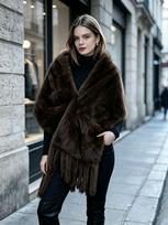 Big shawl scarf  autumn and winter new skin-friendly and warm scarf imitation fox hair fringed high-end versatile double-sided black