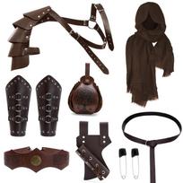 Halloween Carnival Accessories Set Medieval Viking Bracers Armor Cosplay Costume Dress Up Props black