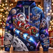 Funny Santa Christmas Hoodie 3D Print Camping Surfing Rockstar Magic Space Holiday Pullover Winter Party Streetwear Gift 5XL blue