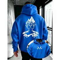 Bandai Dragon Ball Super Men's Hoodie Majin Vegeta Fleece Sweatshirt High Quality Warm Men's Hooded Pullover for Autumn Winter XL gray