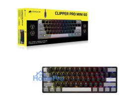 CORSAIR CLIPPER PRO MINI 60 Hall Effect Gaming Keyboard, Backlit RGB LED, CORSAIR MGX Core, Black PBT DS Keycaps