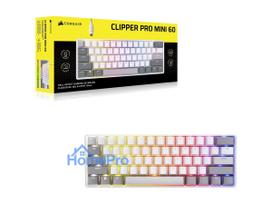 CORSAIR CLIPPER PRO MINI 60 Hall Effect Gaming Keyboard, Backlit RGB LED, CORSAIR MGX Core, White , PBT DS Keycaps