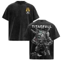 Vintage Titanfall 2 Scorch Washed Graphic Tee, Oversized Papa Scorch Mecha Gamer 120 black