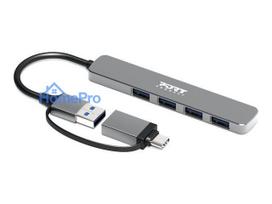 PORT CONNECT Hub USB 4 Ports 3.0 Slim Combo for BtoC