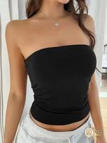 Women's Sexy Black Knit Tube Top with Backless Strapless Design M brown