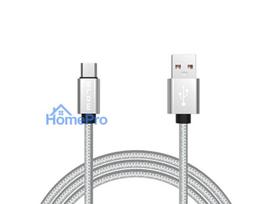 66-091# Przyłącze usb a - micro b 1,0m plecionka-srebrny