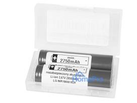85-614# Akumulator 18650 li-ion lg 2850 10a 2szt 3,6v + box na dwa akumulatory