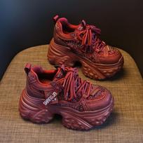 Popular dad shoes thick sole inner height increase sports and leisure shoes women's new muffin fashion fleece thicker 38 brown