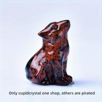 Krištolinis vilkas, 3,5 cm, Raudonasis Obsidianas